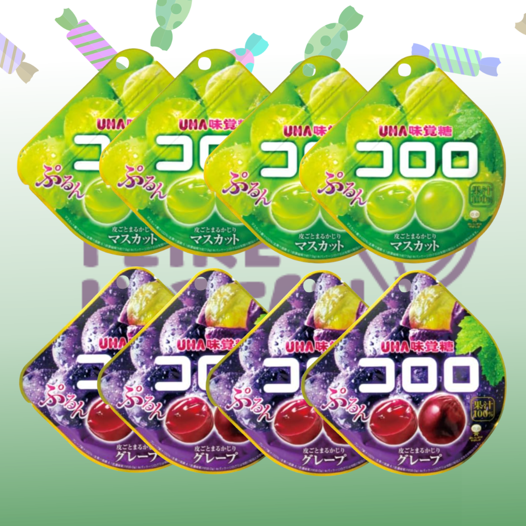 GOMITAS PELABLES SABOR UVA VERDE Y MORADA 24PZ